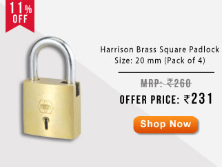 Harrison Brass Square Padlock,Size: 20 mm (Pack of 4)