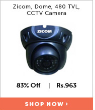 Zicom,     Dome, 480 TVL, CCTV Camera, Z.CC.CA.IRDO.480TVF.30MTR (Pack of 1)