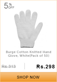 Burge Cotton Knitted Hand Glove, White(Pack of 50)